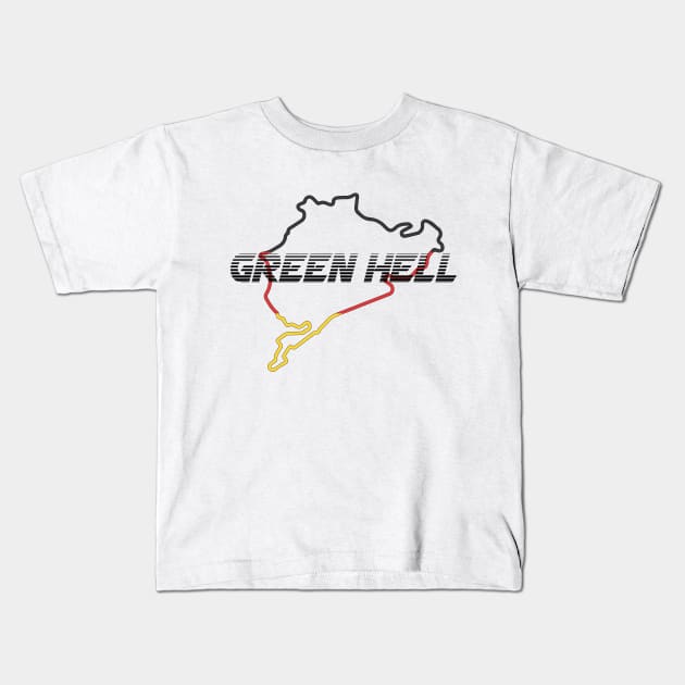 Nurburgring Nordschleife German Race Track - Famous Circuit Green Hell Kids T-Shirt by mudfleap